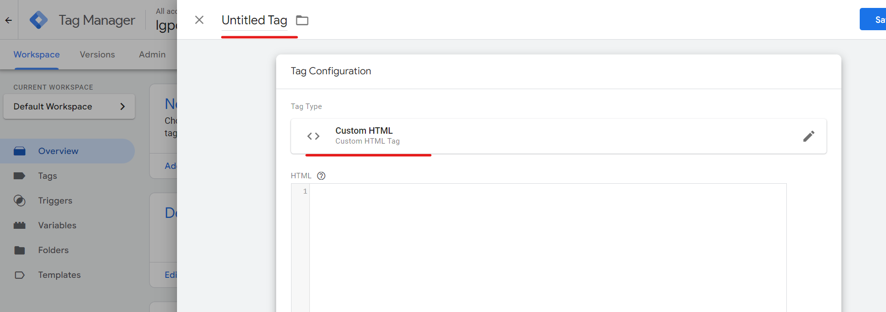 Configurar Tag Custom HTML no GTM